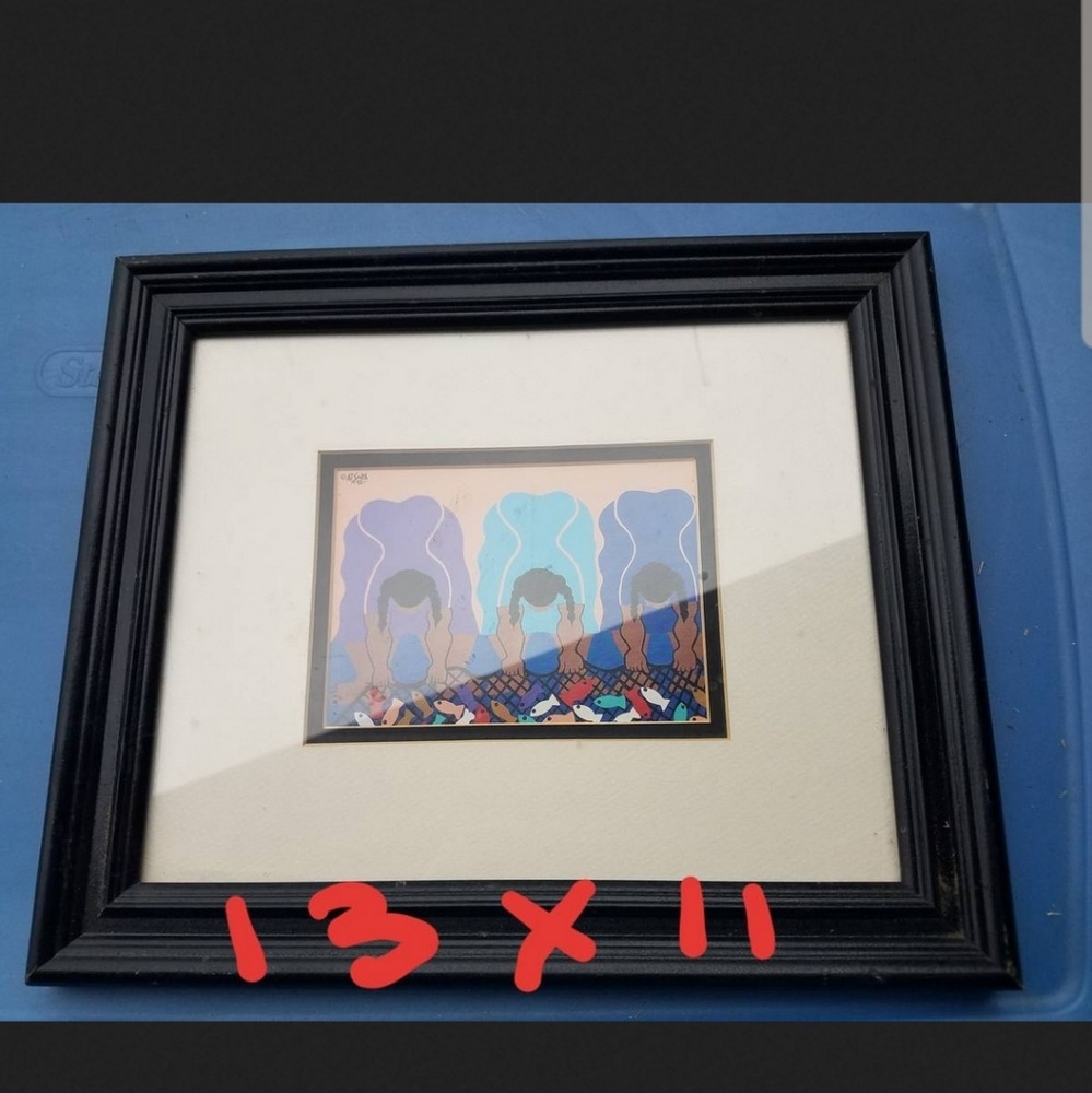 VINTAGE 1992 AJ SMITH framed drawing - 3 MEN DOING YOGA